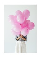 Woman Holding Pink Balloons | Gör en egen poster